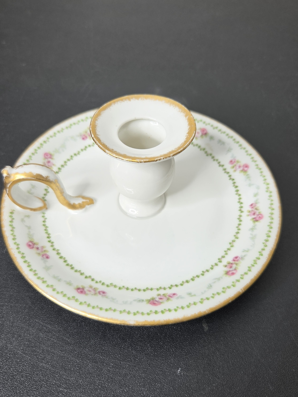Haviland Field Limoges Vtg French Porcelain Chamberstick 6" Diameter